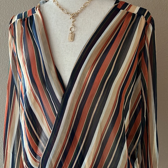 Striped chiffon surplice top - Picture 3 of 6